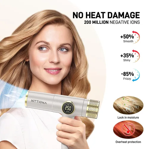Vista 5 de HITTIONA Secador de pelo de viaje de doble voltaje con difusor magnético, secador de pelo iónico de alta velocidad de 2000 W, regalo para mujeres