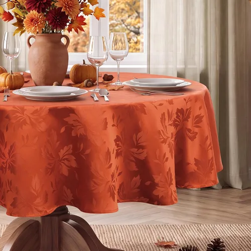 Vista 32 de Romanstile Mantel rectangular de jacquard de primavera, impermeable, diseño floral de damasco, manteles decorativos de tela pesada para cenas