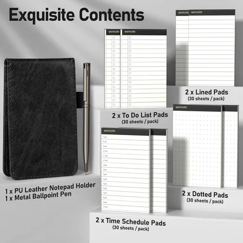 Vista 8 de WEMATE Juego de 10 Piezas de Soportes Pequeños para Bloc de Notas, Cuaderno de Bolsillo - Incluye Mini Soporte para Bloc de Notas de Bolsillo con 8