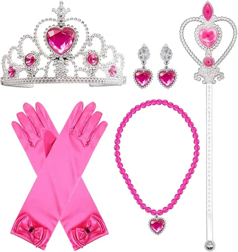 Vista 3 de Mecamelon Disfraz de princesa árabe rosa para niñas disfraz de Halloween con accesorios
