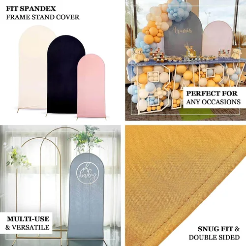 Vista 4 de Efavormart - Funda de elastano ajustada de elastano beige de 5 pies, ajuste cómodo, manga de fondo redonda para temas bohemios neutros y escenarios