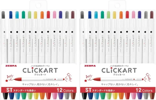 Vista 8 de Zebra Clickart - Bolígrafo a base de agua Calm Dark 12 colores, Wyss22-12Cdk Blanco
