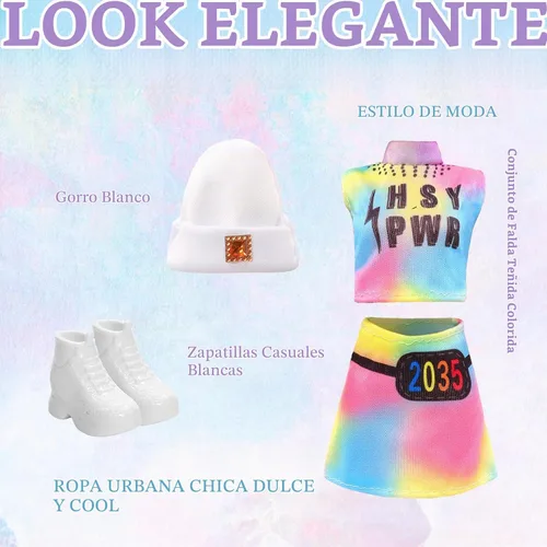 Vista 3 de 5 elegantes trajes de muñeca y 10 accesorios para muñecas de 11.5 pulgadas Negro