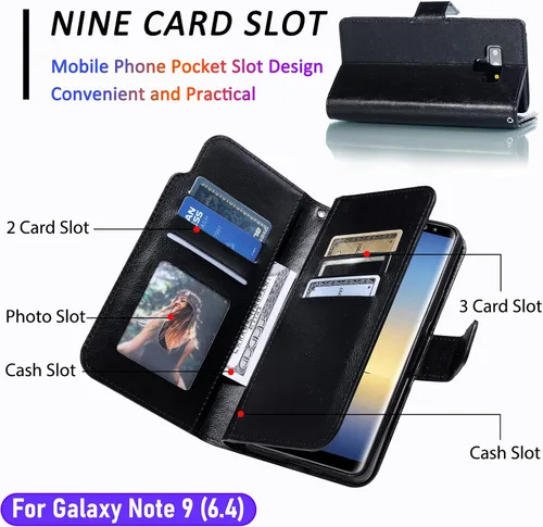 Vista 2 de Funda tipo cartera para Galaxy Note 9 de 6.4 pulgadas [3+ ranuras para tarjetas] Tarjeta de visita de identificación, ranura para tarjetas