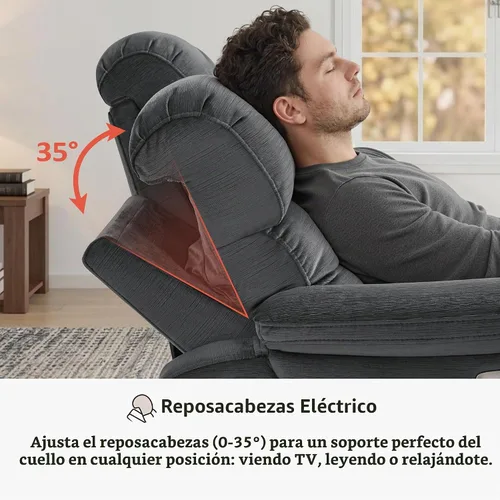 Vista 6 de MCombo ST258M3 - Sofá reclinable eléctrico de pared de 87.2 pulgadas con mesa abatible, sofá reclinable con reposacabezas ajustables, puertos