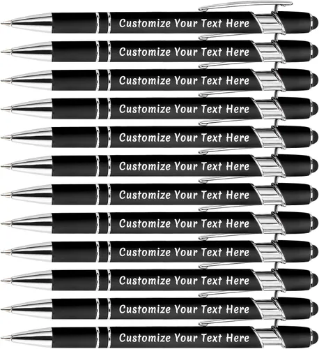 Vista 59 de Aolun Bolígrafo personalizado, bolígrafo grabado personalizado con lápiz capacitivo, 12 unidades, metal suave al tacto, introduce el nombre, Naranja