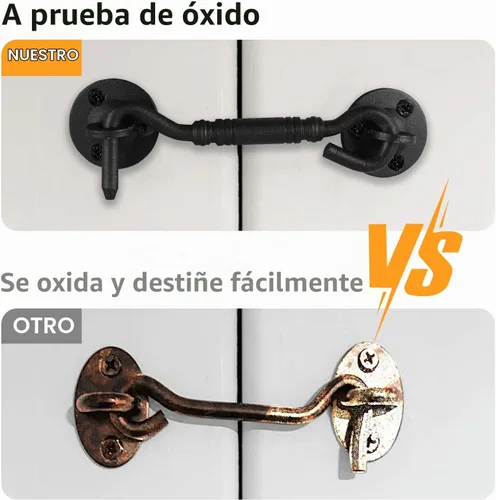 Vista 5 de Pestillo de gancho y ojal de 4 pulgadas, cierre de puerta y puerta