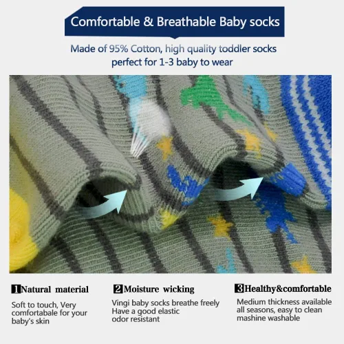 Vista 5 de Calcetines SkiBeaut para niño 12 pares de calcetines antideslizantes para niño calcetines de algodón con adherencia para niños de 1-3 3-5 5-7 años