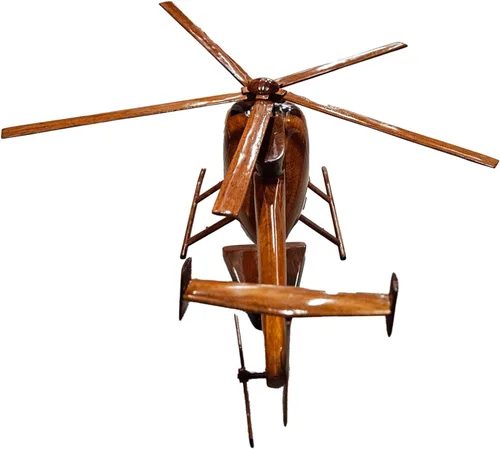 Vista 2 de MD-530 (MD530) Mahogany Wood Desktop Aircraft Model.