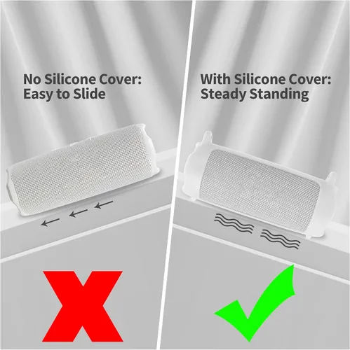 Vista 6 de Funda de silicona compatible con altavoz portátil impermeable JBL Flip 7 (cubierta negra)
