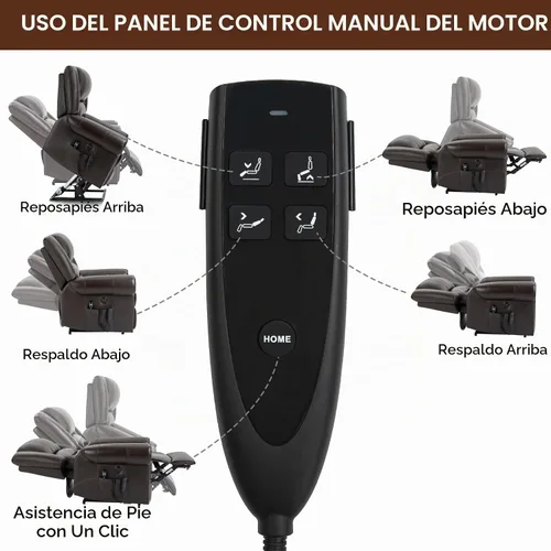 Vista 4 de Silla Elevadora Eléctrica de Doble Motor, Silla Reclinable que se Recuesta Completamente, Sillón Reclinable Eléctrico con Masaje y Calor