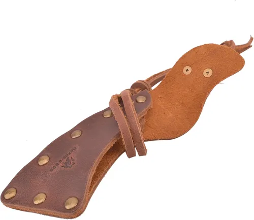 Vista 5 de Funda de cuero para hacha, funda de piel de búfalo para la cabeza del hacha con trabillas para cinturón, protector de hacha