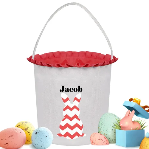 Vista 10 de Cestas de Pascua personalizadas para niños y niñas, cestas de conejo de Pascua personalizadas para niños, cesta de caza de huevos de Pascua, regalos
