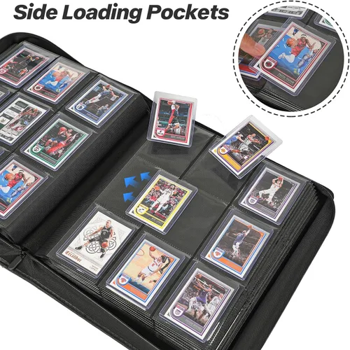 Vista 10 de Carpeta TopLoader de 9 bolsillos, con capacidad para 360 estuches rígidos de 3 x 4 pulgadas, carpeta de colección de tarjetas, 20 páginas de doble