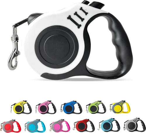 Vista 11 de Correa retráctil para perros pequeños y medianos, automática, telescópica, cinta para mascotas de 10/16 pies, duradera y práctica, con asa A1- rosa