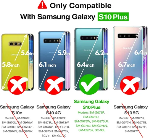 Vista 2 de Rayboen Funda para Galaxy S10 Plus, diseño transparente a prueba de golpes, funda de protección a prueba de golpes, parte trasera de policarbonato