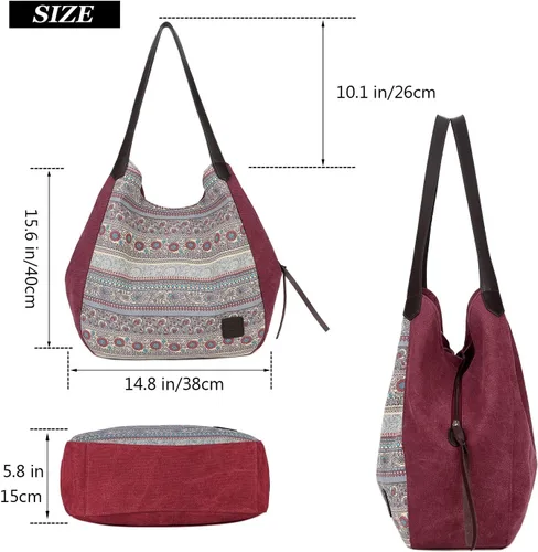 Vista 4 de ArcEnCiel Bolsos de lona para mujer, bolsos de hombro, M