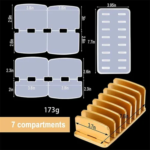 Vista 5 de Estante organizador de resina, estante de almacenamiento, 7 capas, resina UV, molde de fundición epoxi para sombra de ojos, organizador de archivos