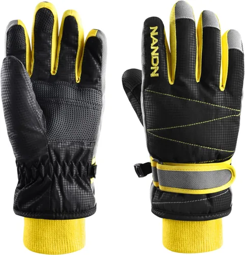 Vista 10 de Kids Ski Snow Gloves, Waterproof Winter Mittens for Boys Girls #01 azul