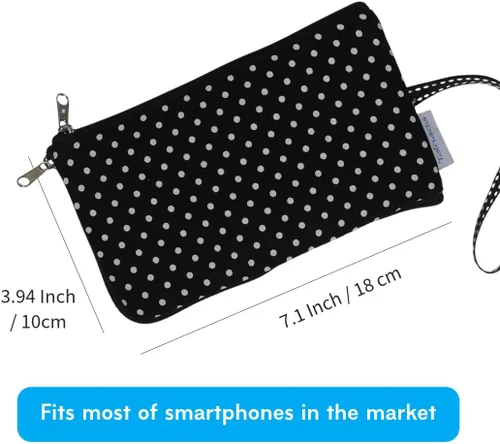Vista 5 de Tainada Bolso de mano para teléfono para mujer, con doble cremallera, cartera para iPhone 15 Pro Max, 15 Plus, Samsung S23+ Azure Blue