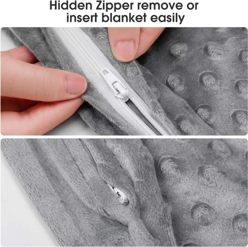 Vista 2 de Funda de edredón Acdyion extraíble, para mantas pesadas, diseño de lunares con 8 lazos, súper suave A (gris)