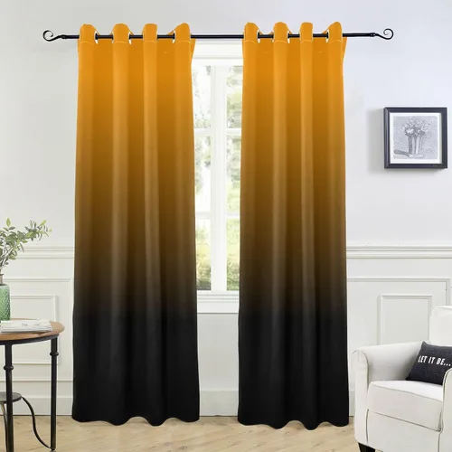 Vista 19 de Cortinas amarillas y azules de 84 pulgadas, 1 pieza, cortinas de puerta para tratamientos de ventanas, divisores de habitación, cortinas de cocina