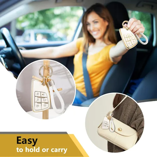 Vista 4 de Funda para llavero Buick con llavero de diamante de lujo, funda suave mejorada para Avenir Envision Chevy Silverado Suburban Tahoe GMC Yukon Denali