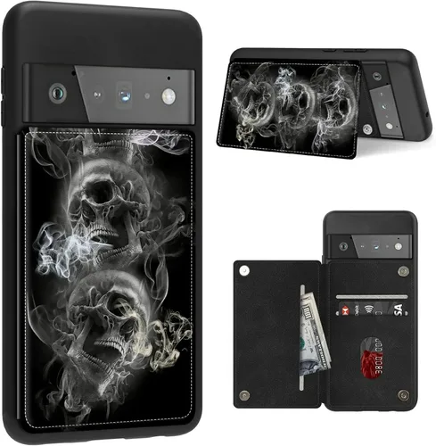 Vista 10 de Funda para Google Pixel 6 Pro con ranura para tarjetero, funda de piel sintética, doble cierre magnético y cubierta duradera de poliuretano girasol