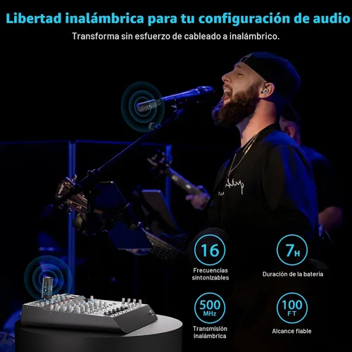 Vista 4 de Phenyx Pro Auto Scan Plug-on XLR transmisor inalámbrico receptor sistema PTU-X 16 UHF Frequencies, Wired-to-Wireless Setup,Dynamic & Condenser