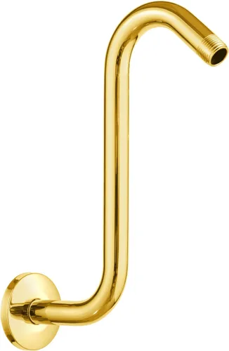 Vista 19 de Brazo de extensión de cabezal de ducha OFFO de 6 pulgadas, brazo de ducha en forma de "S" de cuello de ganso de alto rendimiento con brida en oro
