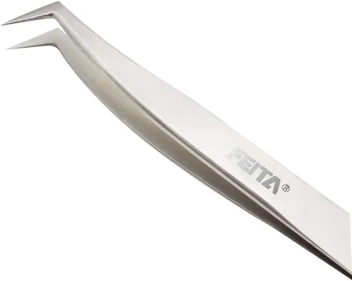 Vista 7 de FEITA Pinzas de extensión de pestañas de volumen, pinzas de precisión en forma de L curvadas en ángulo profesional para extensiones de pestañas 3D