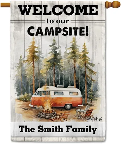 Vista 25 de Custom Welcome to Our Campsite Flag RV Camping Decor 12.5"x18" R26 Style 1