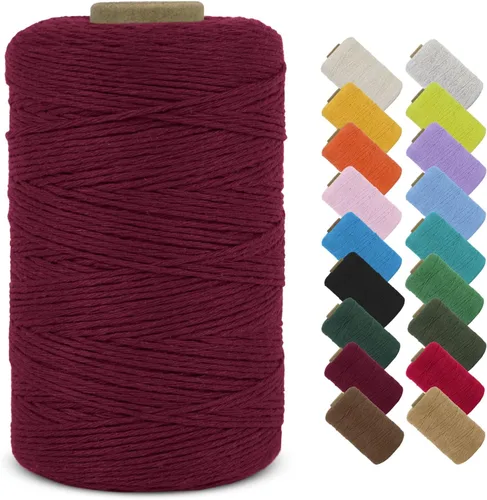 Vista 8 de Cuerda de macramé de algodón natural de 0.039 in x 426 yardas, cuerda de colores para manualidades, fabricación de joyas, colgar en la pared Verde