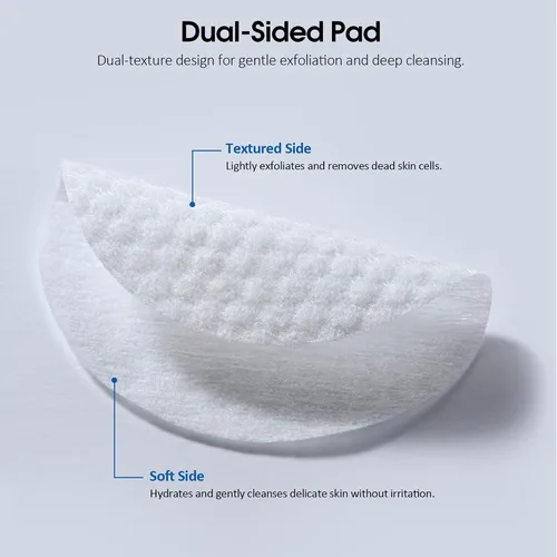 Vista 5 de Hicream Almohadillas de ácido glicólico, tónico exfoliante facial de doble textura para el cuidado de los poros y la luminosidad de la piel