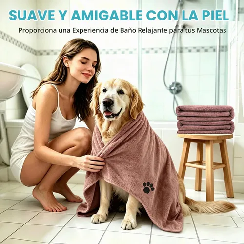 Vista 5 de Paquete de 2 toallas de microfibra para perros, suministros perfectos para Marrón