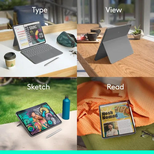 Vista 2 de Logitech Combo Touch - Funda con teclado para iPad Air de 13 pulgadas (M2) (2024), teclado retroiluminado desmontable con soporte, escritura cómoda
