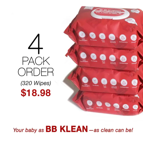 Vista 2 de B.B. Klean Toallitas desechables para bebé, hipoalergénicas, para piel sensible, gruesas y absorbentes, duraderas, sin perfume, 99.9% de agua