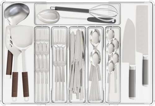 Vista 10 de Yieach Organizador de cajones de cubiertos expandible negro – Se ajusta de 11'' a 22'' – Organizador de cuchillos, cubiertos, cucharas y tenedores