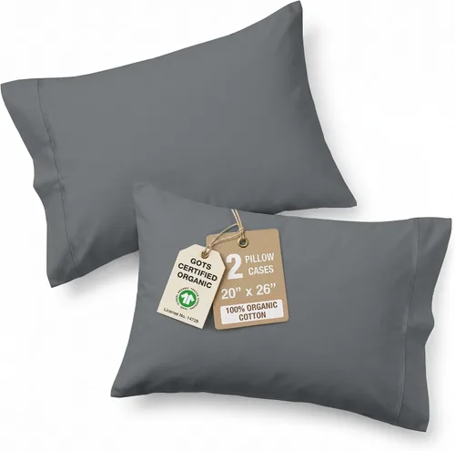 Vista 10 de Lane Linen - Juego de 2 fundas de almohada, 100% algodón orgánico, tamaño estándar, suaves, color blanco (20 x 26 pulgadas)