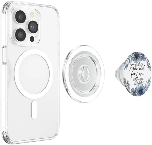 Vista 4 de Versículo bíblico azul de Isaiah para mujer, diseño de citas cristianas, PopSockets MagSafe PopGrip para iPhone