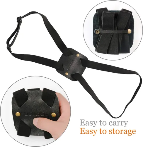 Vista 2 de Correas elásticas para equipaje hechas de cuero auténtico un accesorio de maleta de viaje ajustable y portátil negro