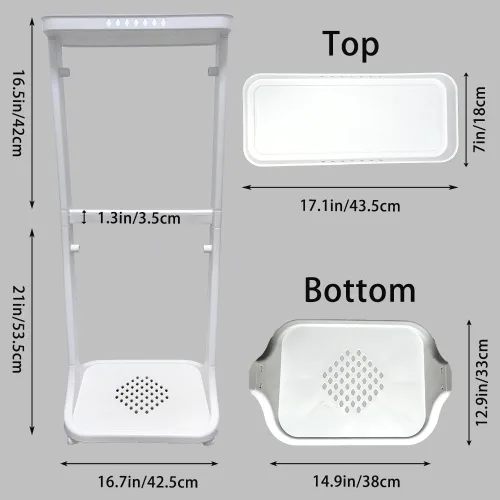 Vista 3 de Cesta de lavandería para baño, cesta de almacenamiento de ropa multicapa, estante de cocina simple, soporte de frutas (2 capas)