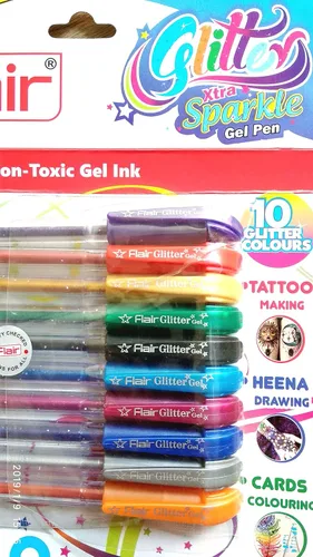 Vista 2 de Xtra Sparkle - Bolígrafo de gel con purpurina de 10 colores Flair