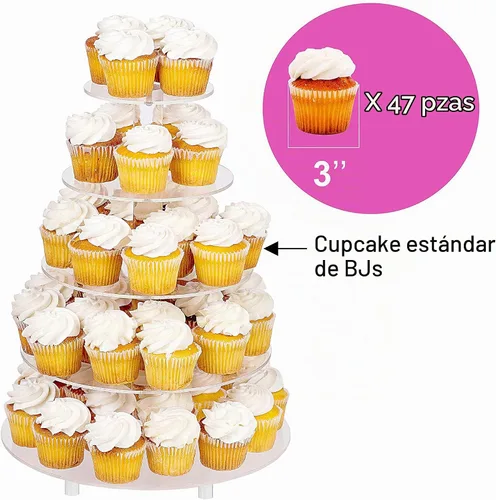 Vista 3 de Jusalpha Soporte de acrílico redondo para cupcakes de 5 niveles