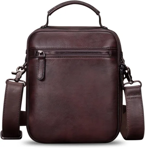 Vista 3 de IVTG Bolso de mensajero de cuero genuino para hombre, bolso bandolera bandolera para trabajo, negocios
