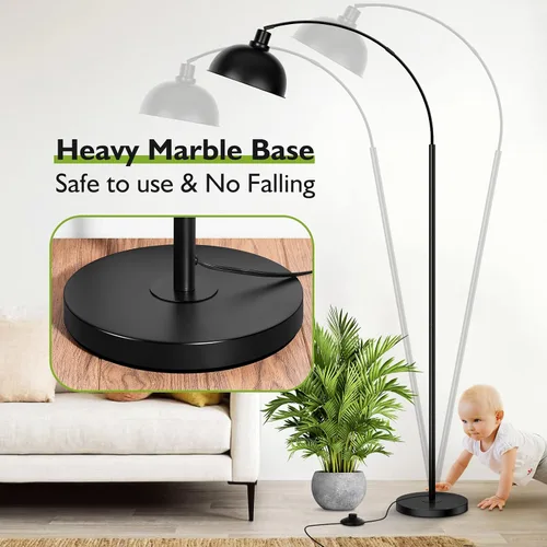 Vista 6 de Lámparas de pie de arco para sala de estar, moderna lámpara de pie alta con control remoto, lámpara de pie negra regulable continua con pantalla