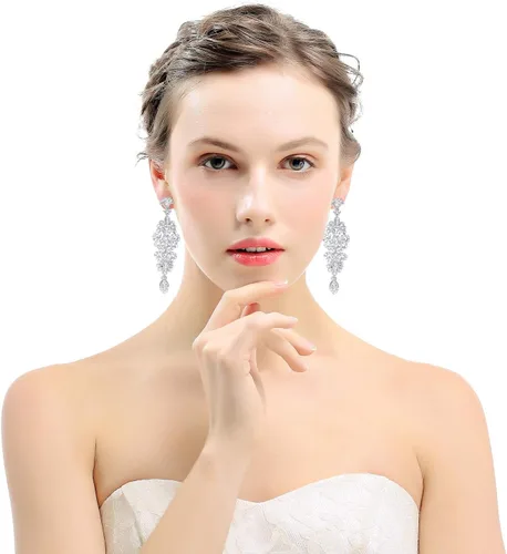 Vista 4 de Pendientes de araña con diamantes de imitación para novias, dorados/plateados Pendientes A-Clear Pin
