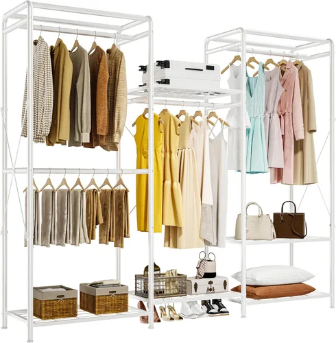 Vista 10 de JOISCOPE Perchero de alambre para ropa, carga máxima de 900 libras, perchero resistente para colgar ropa, organizador de armario grande con 4