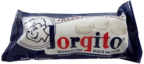 Vista 2 de Alfajores JORGITO Mini Agrupado (Baño de Merengue con Dulce de Leche, 2 unidades)