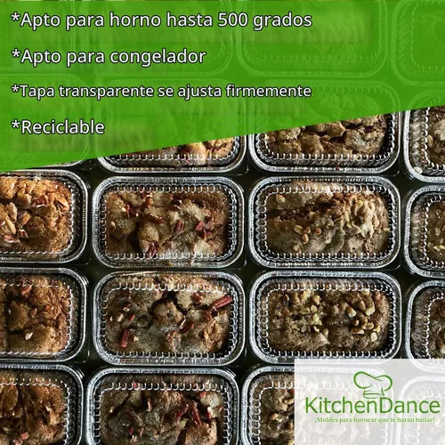 Vista 6 de Aluminio desechables 1 Lb. Mini molde con tapa transparente- paquete de 20 moldes y 20 tapas.